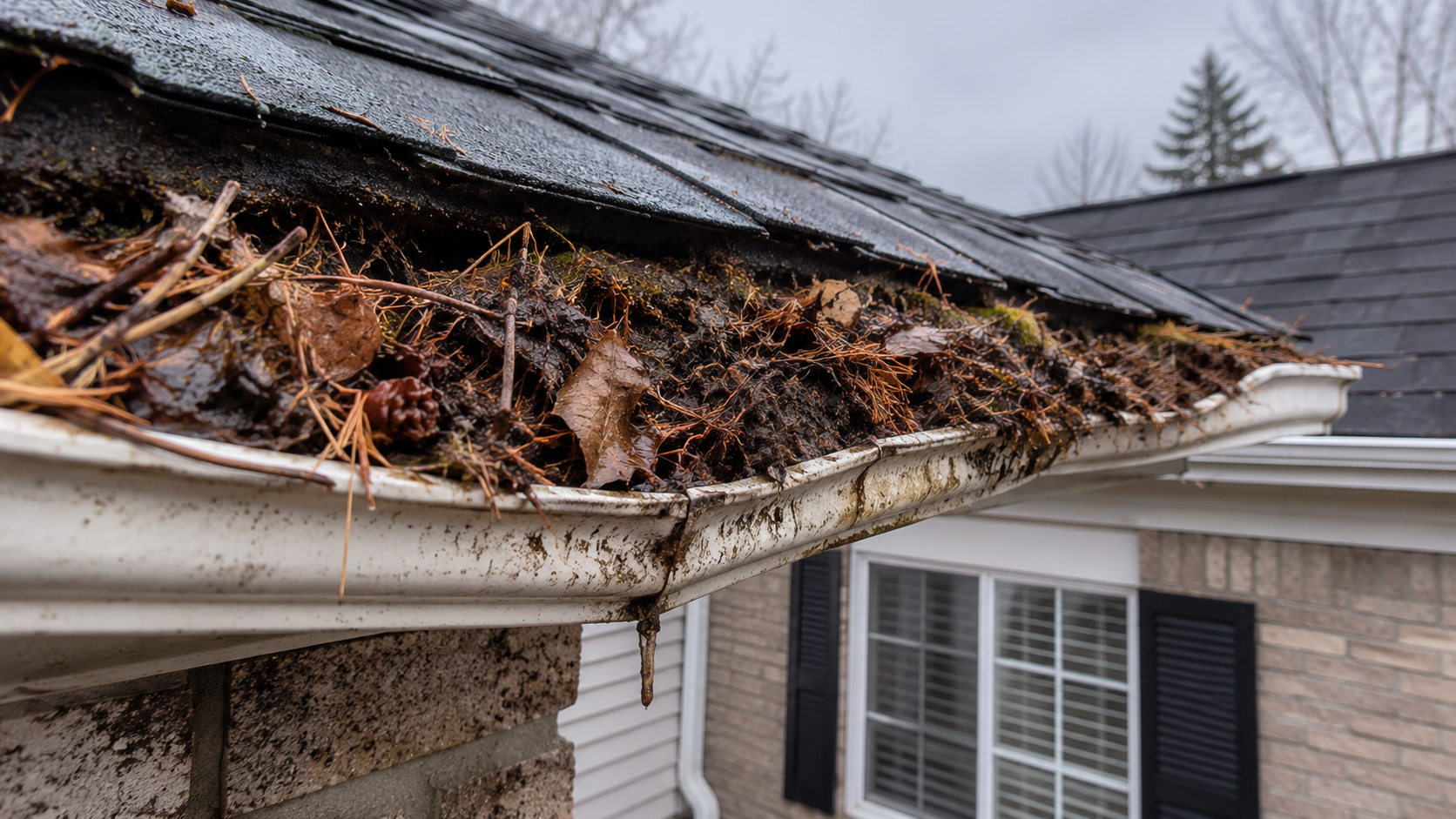 Gutters packed with debris are a leading cause of foundation damage