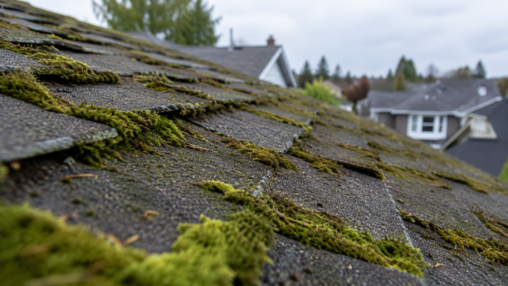 Moss and algae can lift shingles and cause serious damage