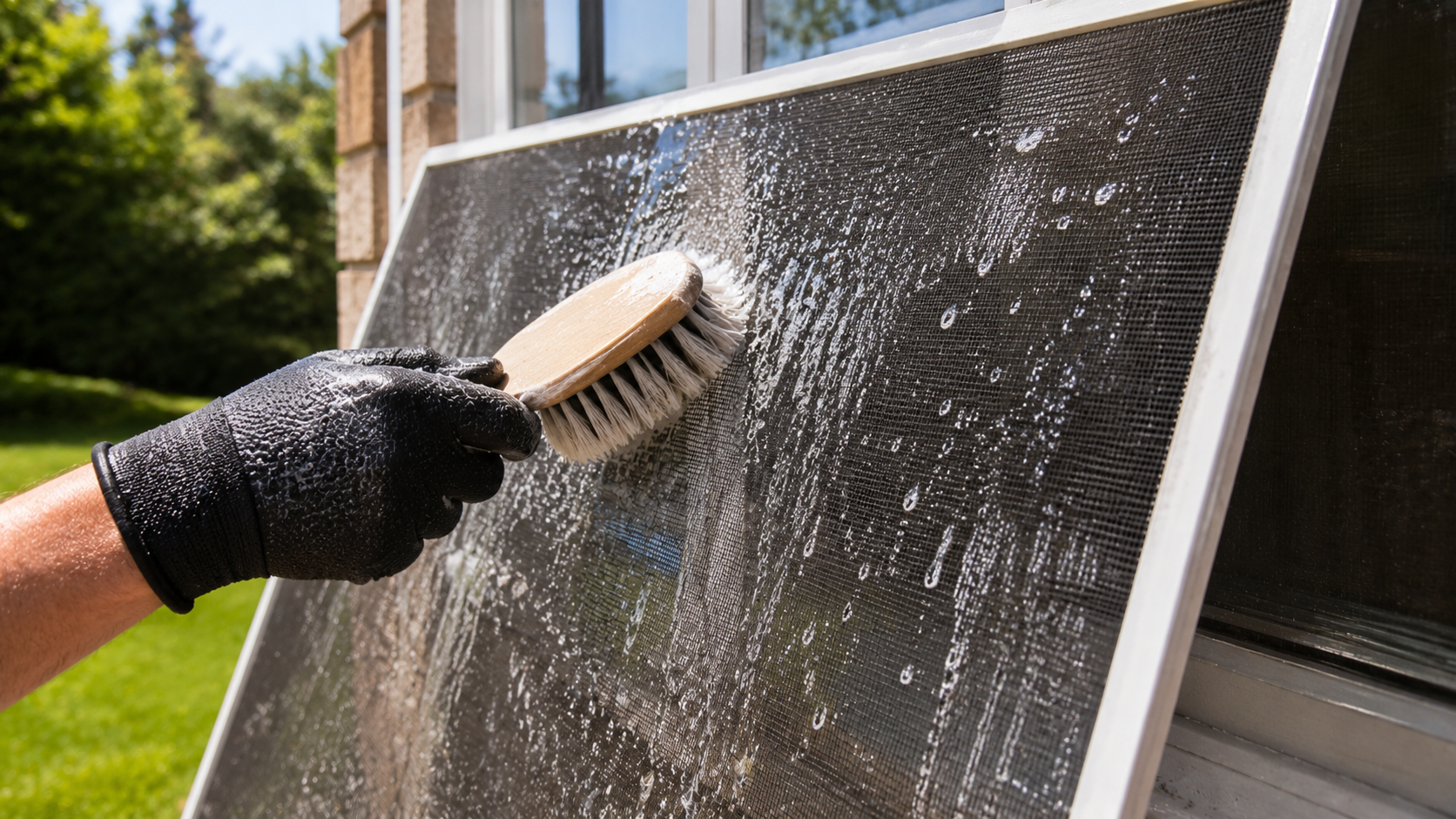 Screen cleaning removes pollen, dust and debris from the mesh